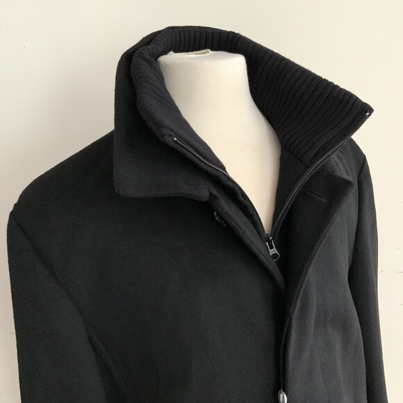 J. Ferrar Jacket Men Size M Black Long Sleeve Wool Blend Button Front - Picture 9 of 16